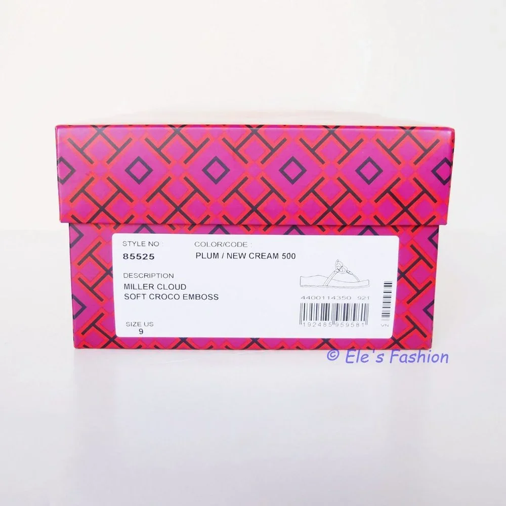 ❤️ NIB Tory Burch Miller Cloud Leather Sandal Cream PLUM US 7 7.5 8.5 9 9.5 AUTH - Picture 4 of 16